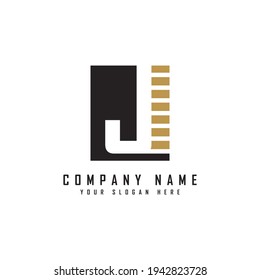 Alphabet capital logo. Creative design concept square shape, stripe line with hidden letter J logo for initial, business identity.