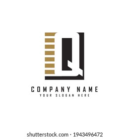 Alphabet capital logo. Creative design concept square shape, stripe line with hidden letter Q logo for initial, business identity.