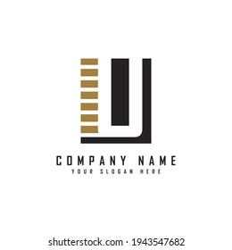 Alphabet capital logo. Creative design concept square shape, stripe line with hidden letter U logo for initial, business identity.