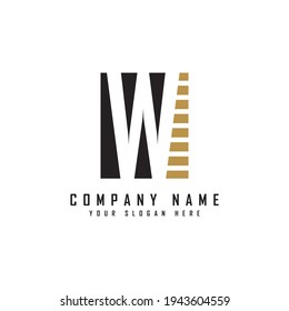 Alphabet capital logo. Creative design concept square shape, stripe line with hidden letter W logo for initial, business identity.