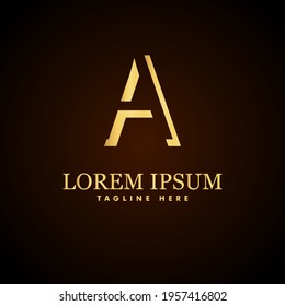 Alphabet capital logo creative design concept 3d shape silhouette for initial business identity with hidden letter A
