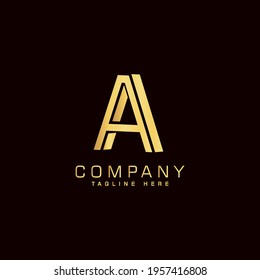 Alphabet capital logo creative design concept 3d shape silhouette for initial business identity with hidden letter A