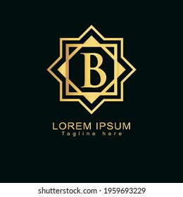 Alphabet capital logo creative design luxury concept with arabic ornament silhouette for initial business identity with hidden letter B