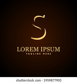 Alphabet capital logo creative design concept 3d shape silhouette for initial business identity with hidden letter S