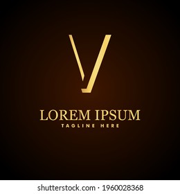 Alphabet capital logo creative design concept 3d shape silhouette for initial business identity with hidden letter V