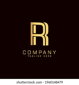 Alphabet capital logo creative design concept 3d shape silhouette for initial business identity with hidden letter R