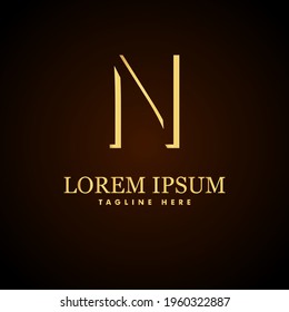 Alphabet capital logo creative design concept 3d shape silhouette for initial business identity with hidden letter N