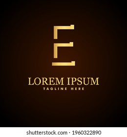 Alphabet capital logo creative design concept 3d shape silhouette for initial business identity with hidden letter E