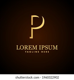 Alphabet capital logo creative design concept 3d shape silhouette for initial business identity with hidden letter P