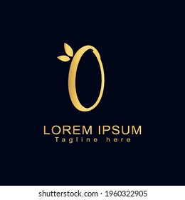 Alphabet capital logo creative design luxury concept with leaf ornament silhouette for initial business identity with hidden letter O