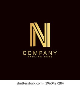 Alphabet capital logo creative design concept 3d shape silhouette for initial business identity with hidden letter N