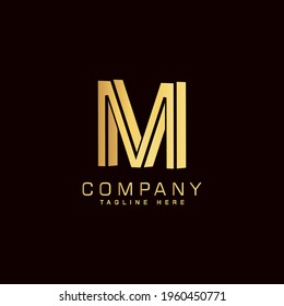 Alphabet capital logo creative design concept 3d shape silhouette for initial business identity with hidden letter M