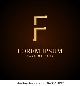 Alphabet capital logo creative design concept 3d shape silhouette for initial business identity with hidden letter F
