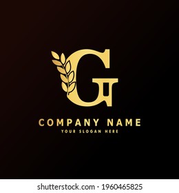 Logo de Alphabet Capital diseño creativo concepto de lujo con silueta de ornamento de hoja para identidad inicial de negocio con letra oculta G