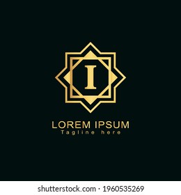 Alphabet capital logo creative design luxury concept with arabic ornament silhouette for initial business identity with hidden letter I