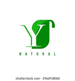 alphabet capital logo. Creative design concept green color with organic plant, logo for initial business identity letter Y