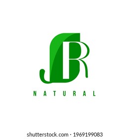 alphabet capital logo. Creative design concept green color with organic plant, logo for initial business identity letter R