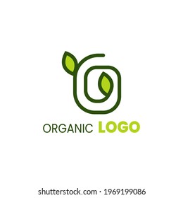alphabet capital logo. Creative design concept green color with organic plant, logo for initial business identity letter O