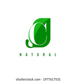 alphabet capital logo. Creative design concept green color with organic plant, logo for initial business identity letter C