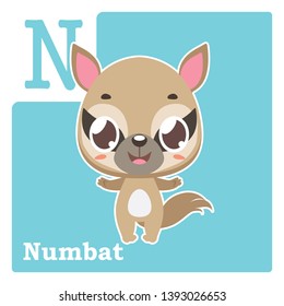 Alphabet card with letter N - Numbat