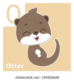Alphabet card with letter O - Otter