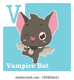 Alphabet card with letter V - Vampire Bat