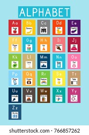 Alphabet cards. English alphabet. Resources for teachers and students.Learning foreign language. Teaching and learning for kids, children, pupils.