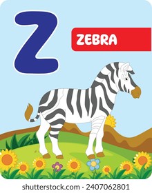 Alphabet cards for kids. Educational preschool learning ABC card with animal and letter cartoon vector illustration set. Flashcards with cute characters and english words placed in alphabetical order.