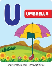 Alphabet cards for kids. Educational preschool learning ABC card with animal and letter cartoon vector illustration set. Flashcards with cute characters and english words placed in alphabetical order.
