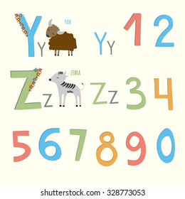  alphabet with  cartoon animals. cute vector zoo. Figures.