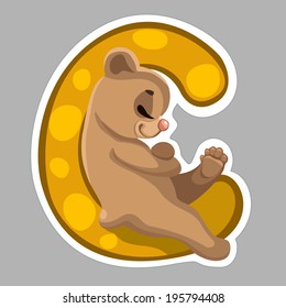 Alphabet with cartoon bears, cards set