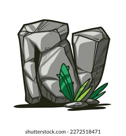 alphabet cartoon illustration, A - Z colored rock nature vector design