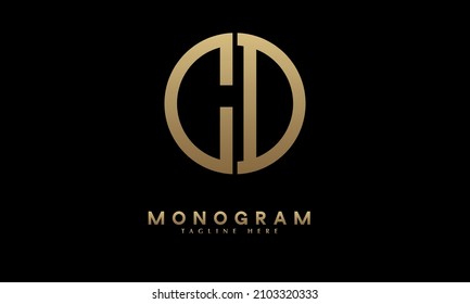 Alphabet CD or DC illustration monogram vector logo template in round shape