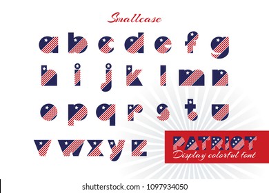 Alphabet for celebration design 4 th july in vintage style on white background with text. Vector illustration. American independence Patriot day