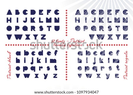 Alphabet for celebration design 4 th july in vintage style on white background with text. Vector illustration. American independence Patriot day
