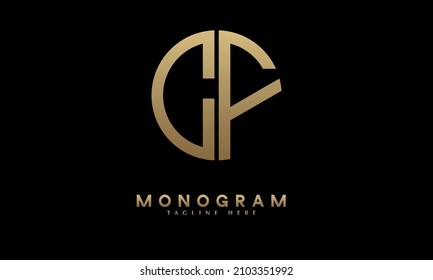 Alphabet CF or FC illustration monogram vector logo template in round shape