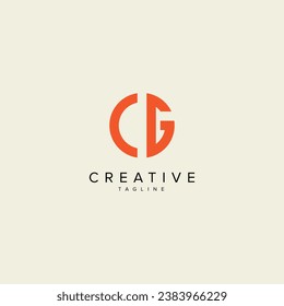 Alphabet CG GC letter modern monogram style logo vector template.