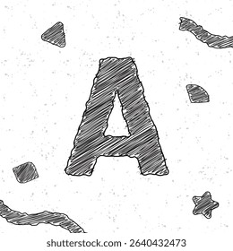 Alphabet chalk letter A. Style text effect. Grunge texture background