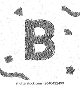Alphabet chalk letter B. Style text effect. Grunge texture background