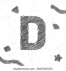 
Alphabet chalk letter D. Style text effect. Grunge texture background