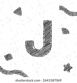 Alphabet chalk letter J. Style text effect. Grunge texture background