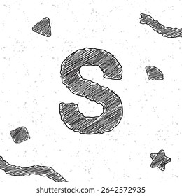 Alfabet krijtletter S. Stijl tekst effect. Grunge textuur achtergrond