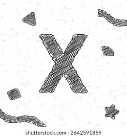 Alfabet krijtletter X. Stijl tekst effect. Grunge textuur achtergrond