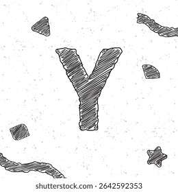 Alphabet chalk letter Y. Style text effect. Grunge texture background