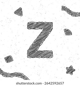 Alphabet chalk letter Z. Style text effect. Grunge texture background