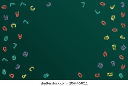 Alphabetskarte, Vektor-grüner Hintergrund. Briefkurse-Titelseite. TextBlackboard-Typ mit Skizze. Schreiben von Sketch.