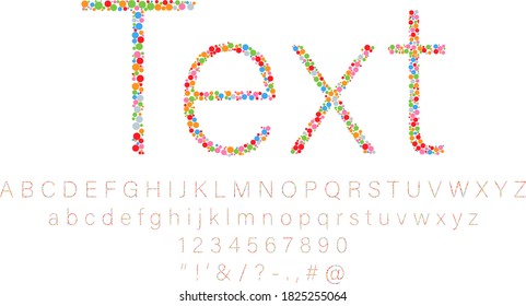 Alphabet characters with colorful dots 