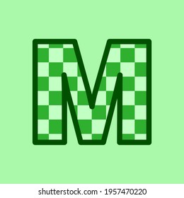 Alphabet chessboard design. Word chessboard. letter M