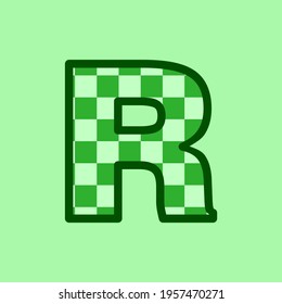 Alphabet chessboard design. Word chessboard. letter R