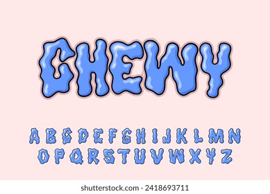 Alphabet Chewy Font Typeset Cartoon Vector